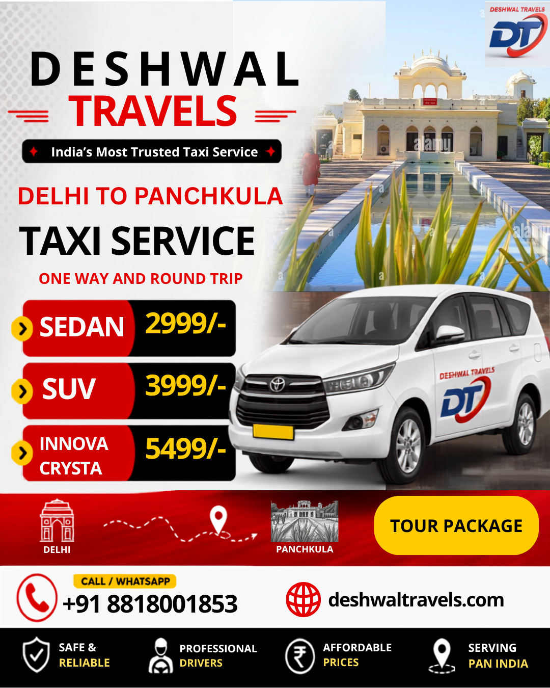 Delhi to Panchkula Taxi