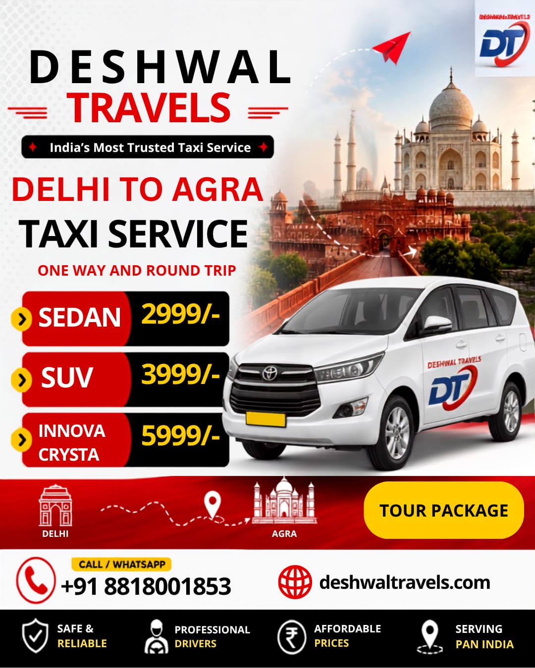 Delhi to Agra Taxi