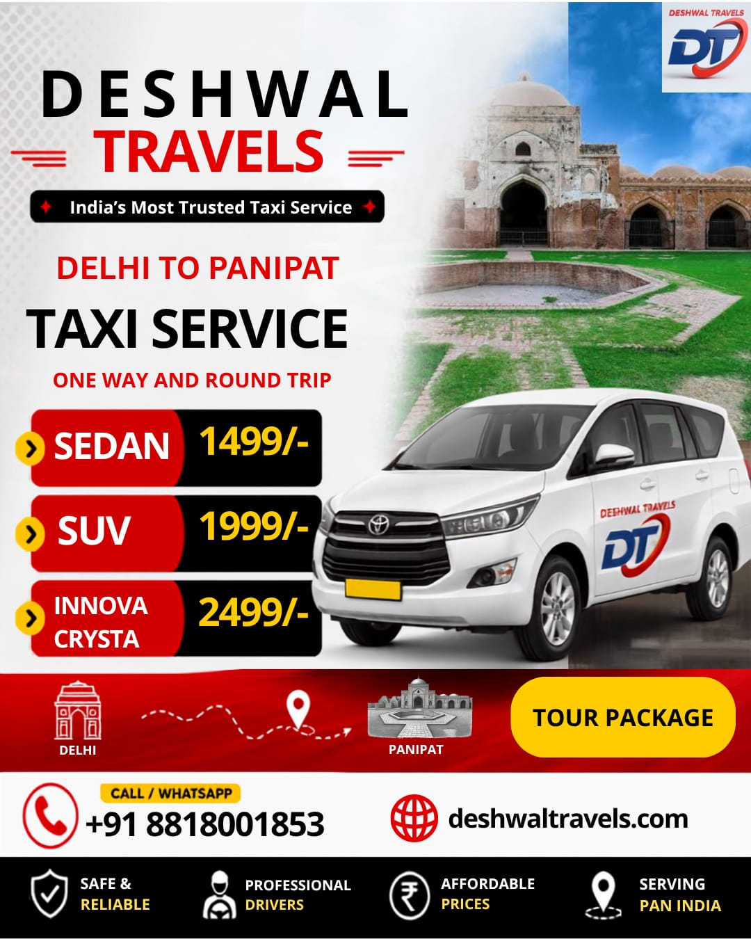 Delhi to Panipat Taxi