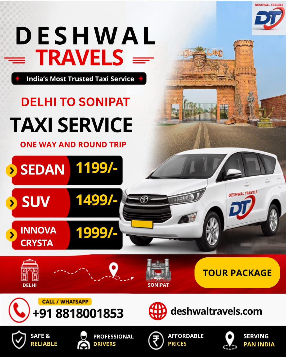 Delhi to Sonipat Taxi