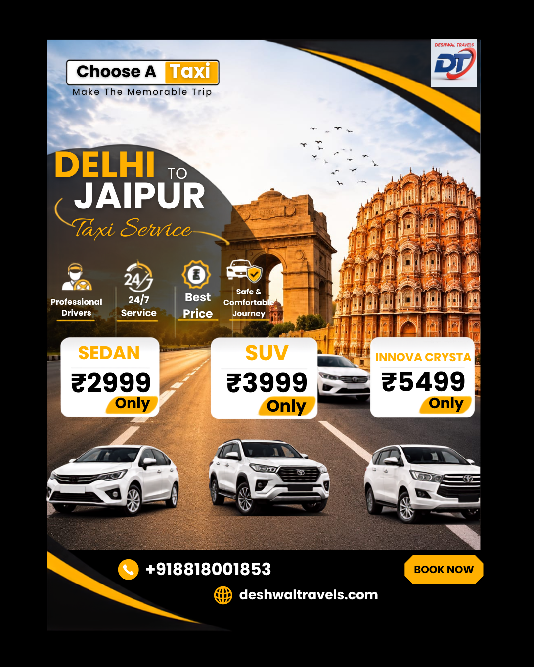 Delhi to Jaipur Taxi