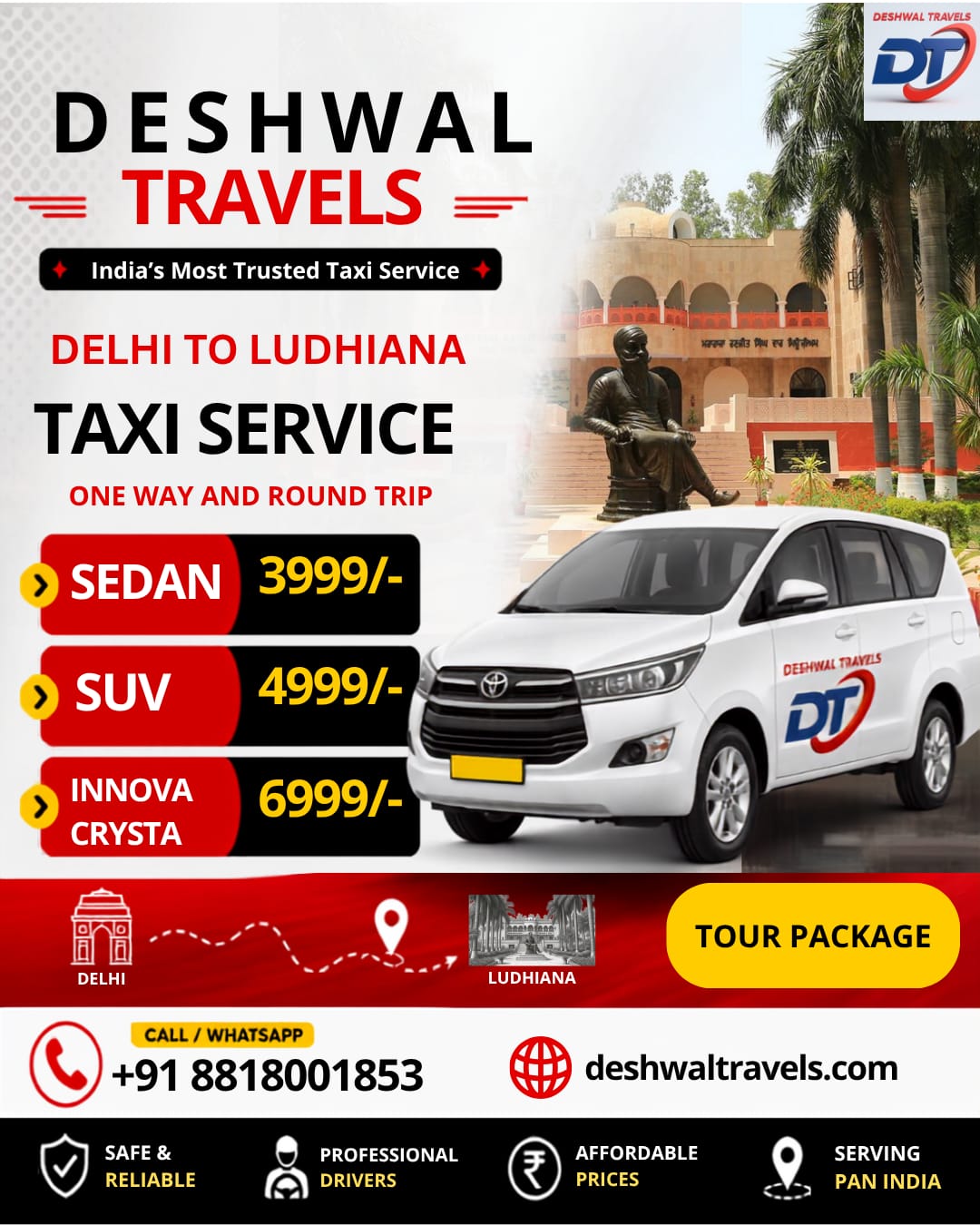 Delhi to Ludhiana Taxi