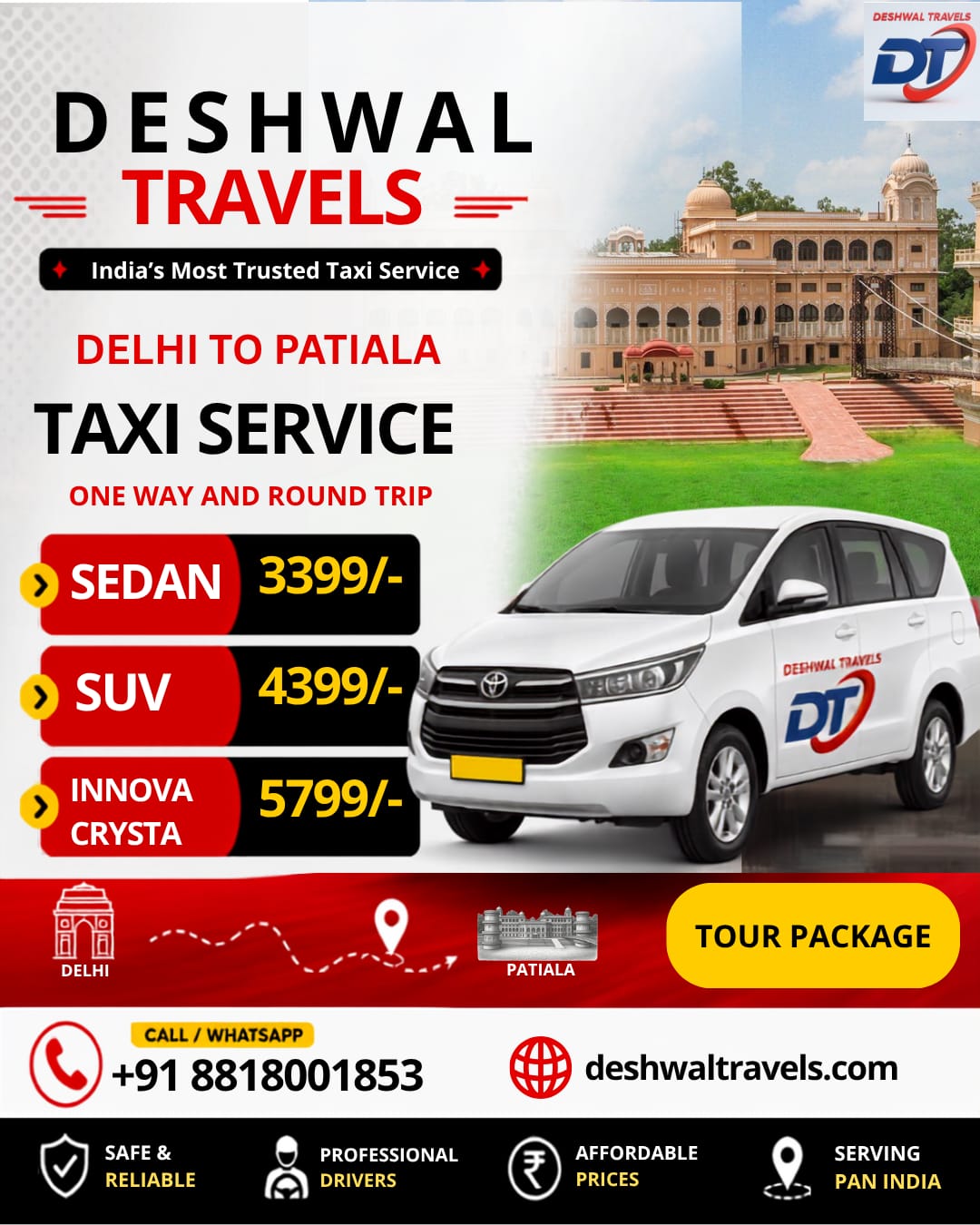 Delhi to Patiala Taxi
