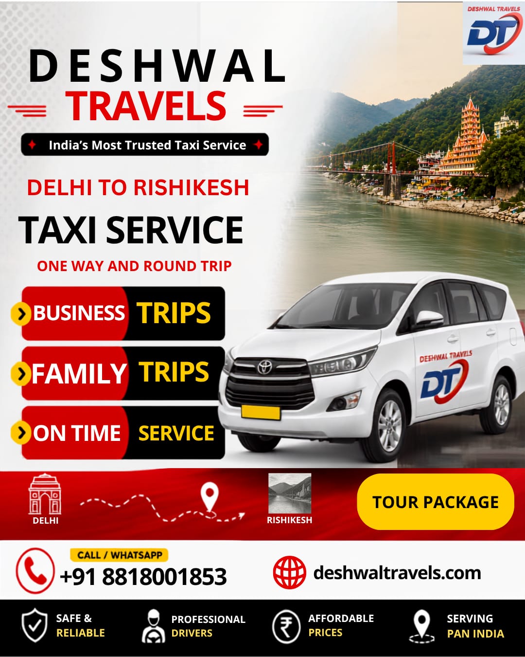 Delhi to Rishikesh Taxi