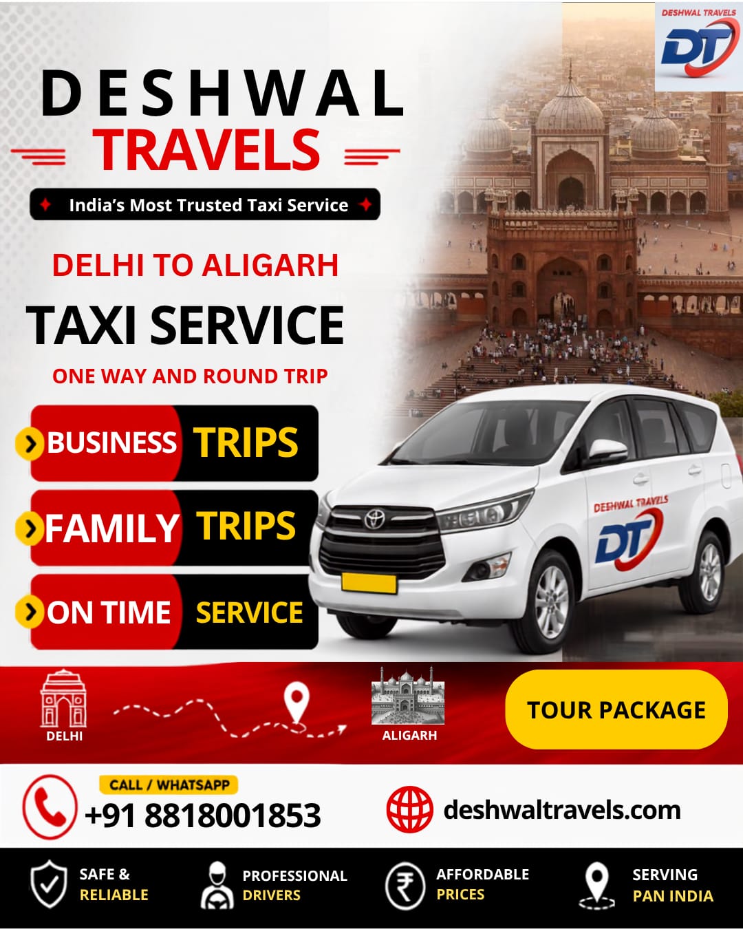 Delhi to Aligarh Taxi
