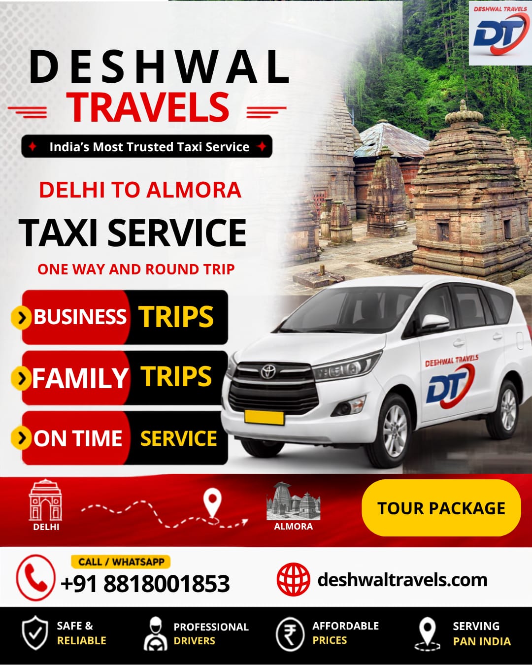 Delhi to Almora Taxi