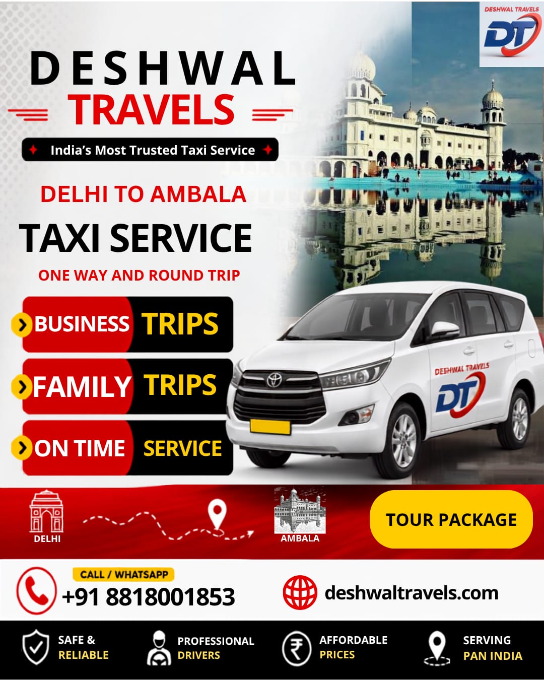 Delhi to Ambala Taxi