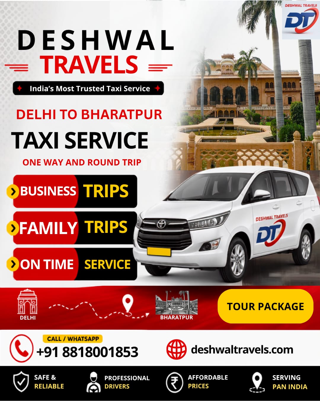 Delhi to Bharatpur Taxi