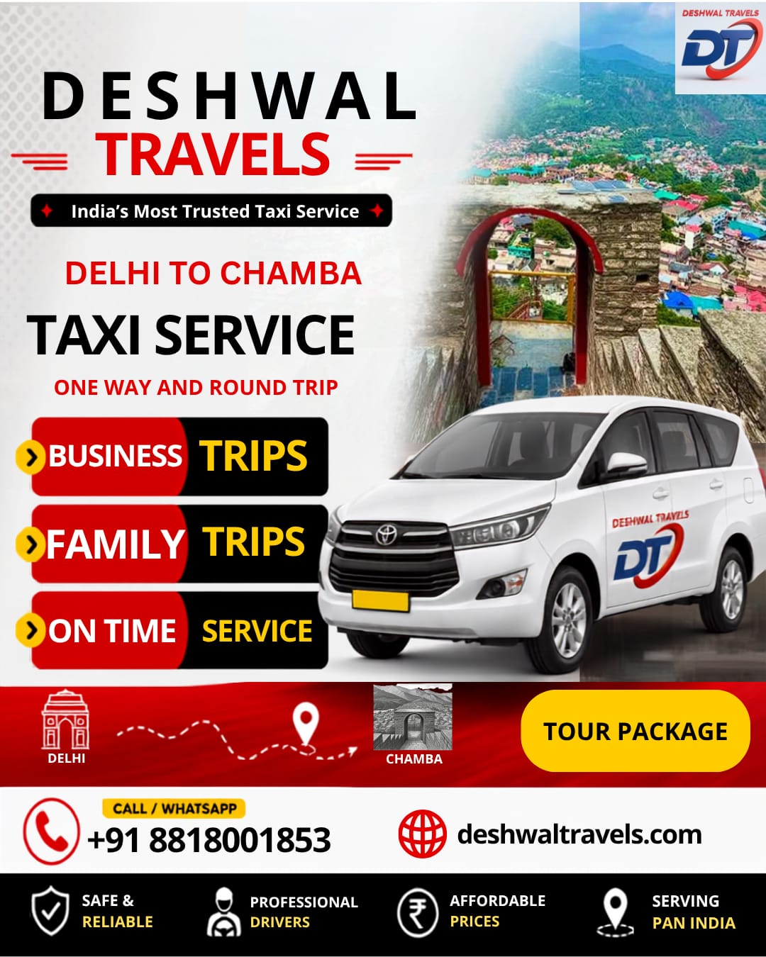 Delhi To Chamba Taxi