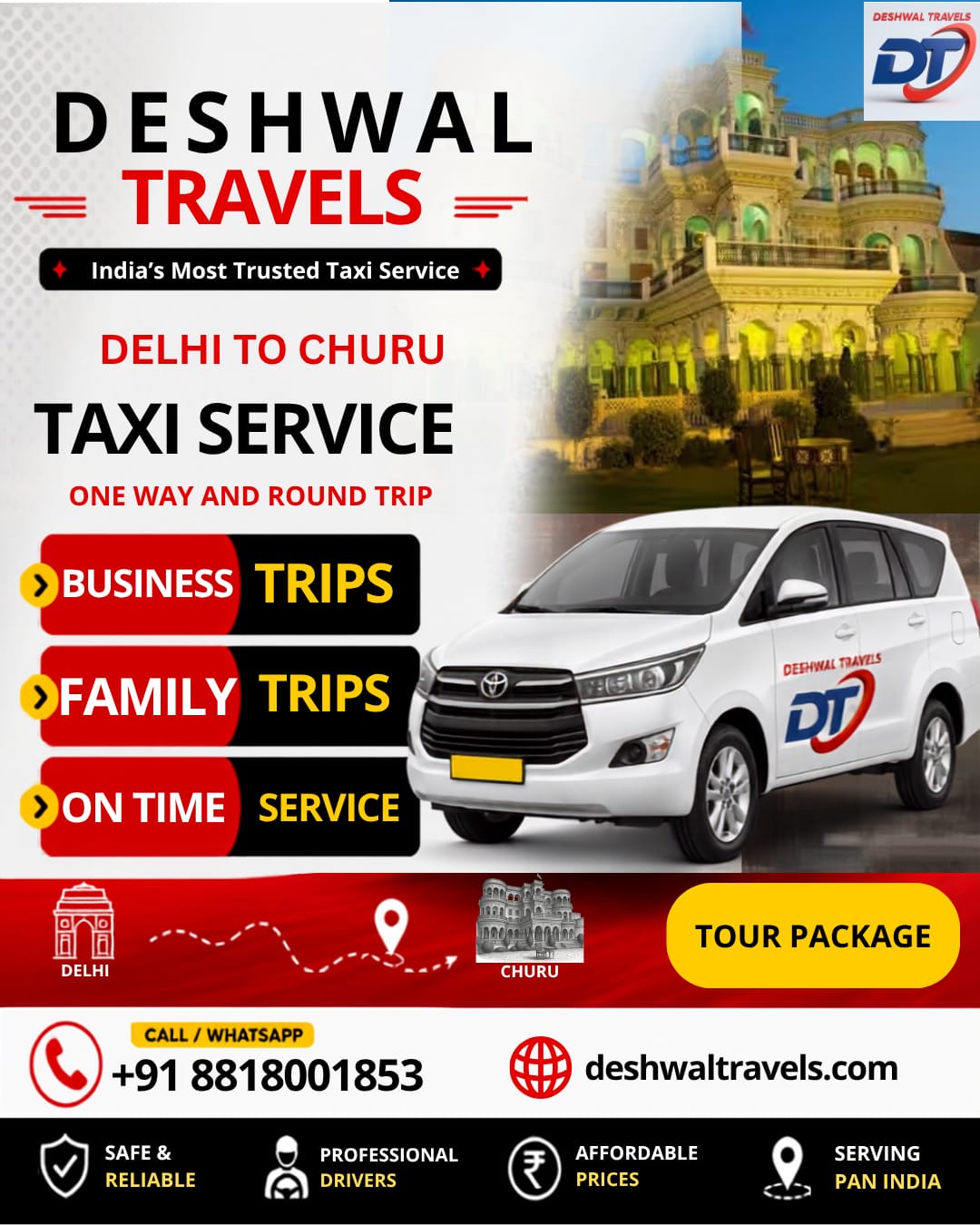 Delhi To Churu Taxi