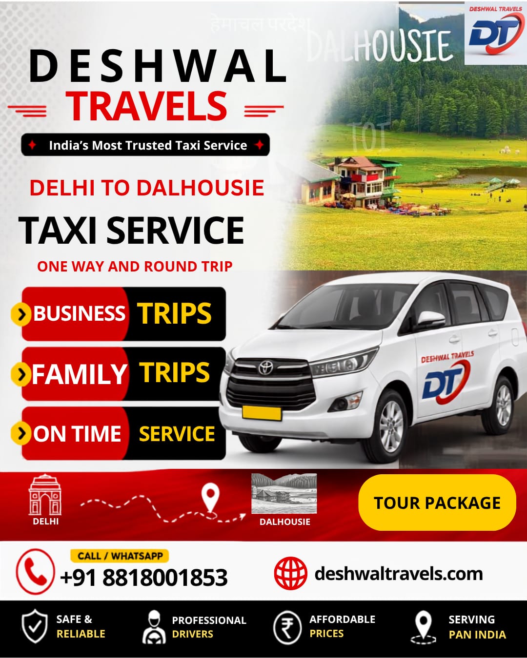 Delhi To Dalhousie Taxi