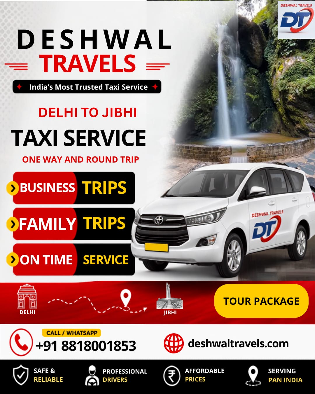 Delhi to Jibhi Taxi