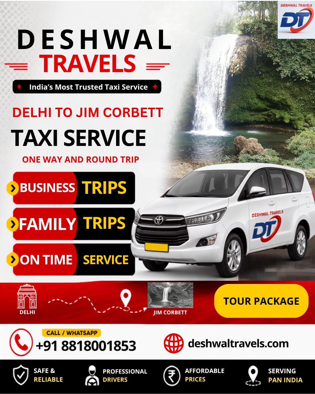 Delhi to Jim Corbett National Park Taxi