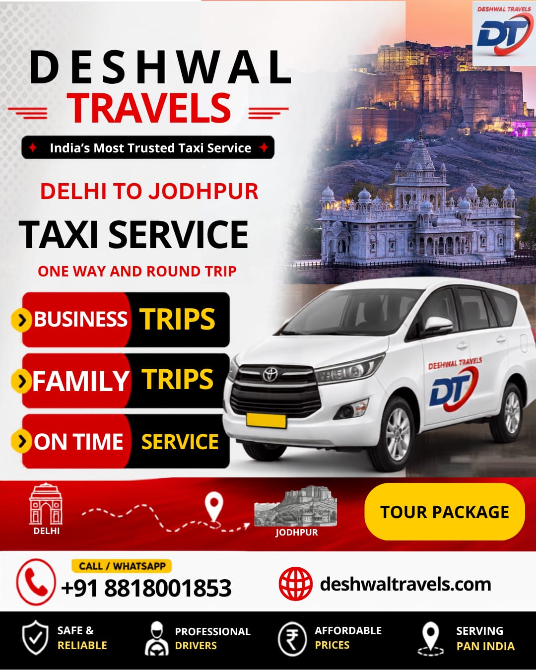 Delhi to Jodhpur Taxi