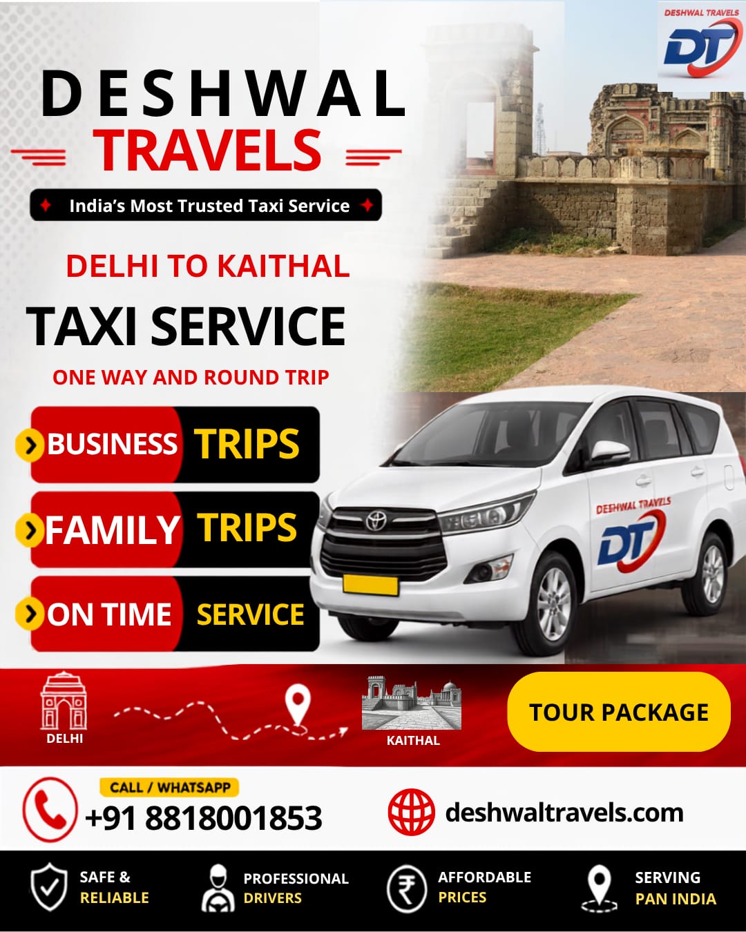 Delhi to Kaithal Taxi