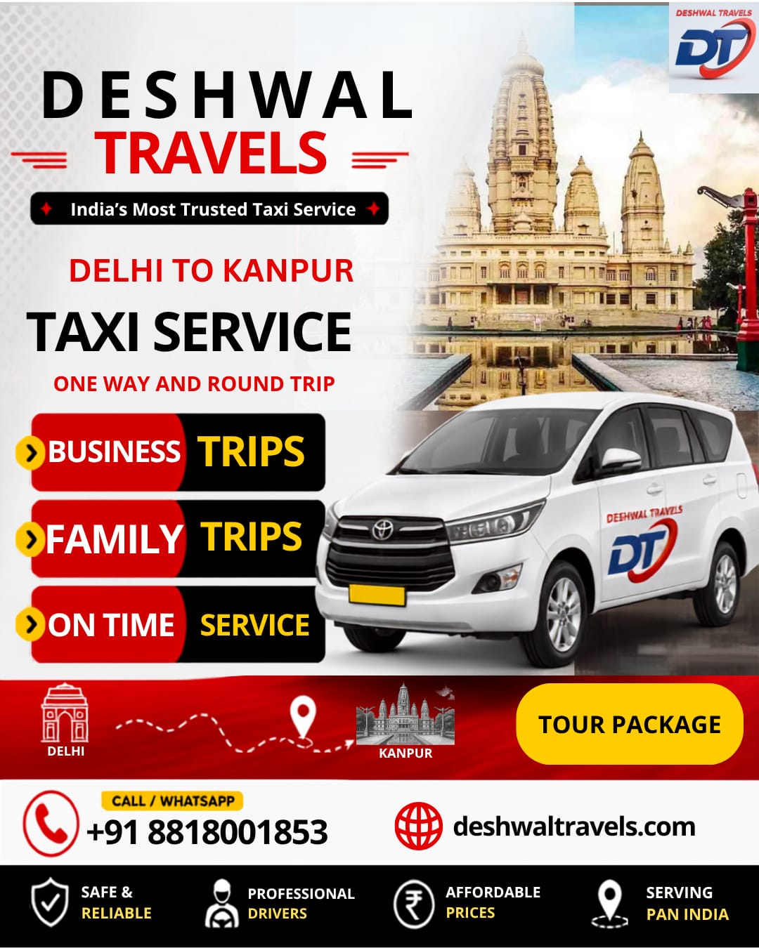 Delhi to Kanpur Taxi