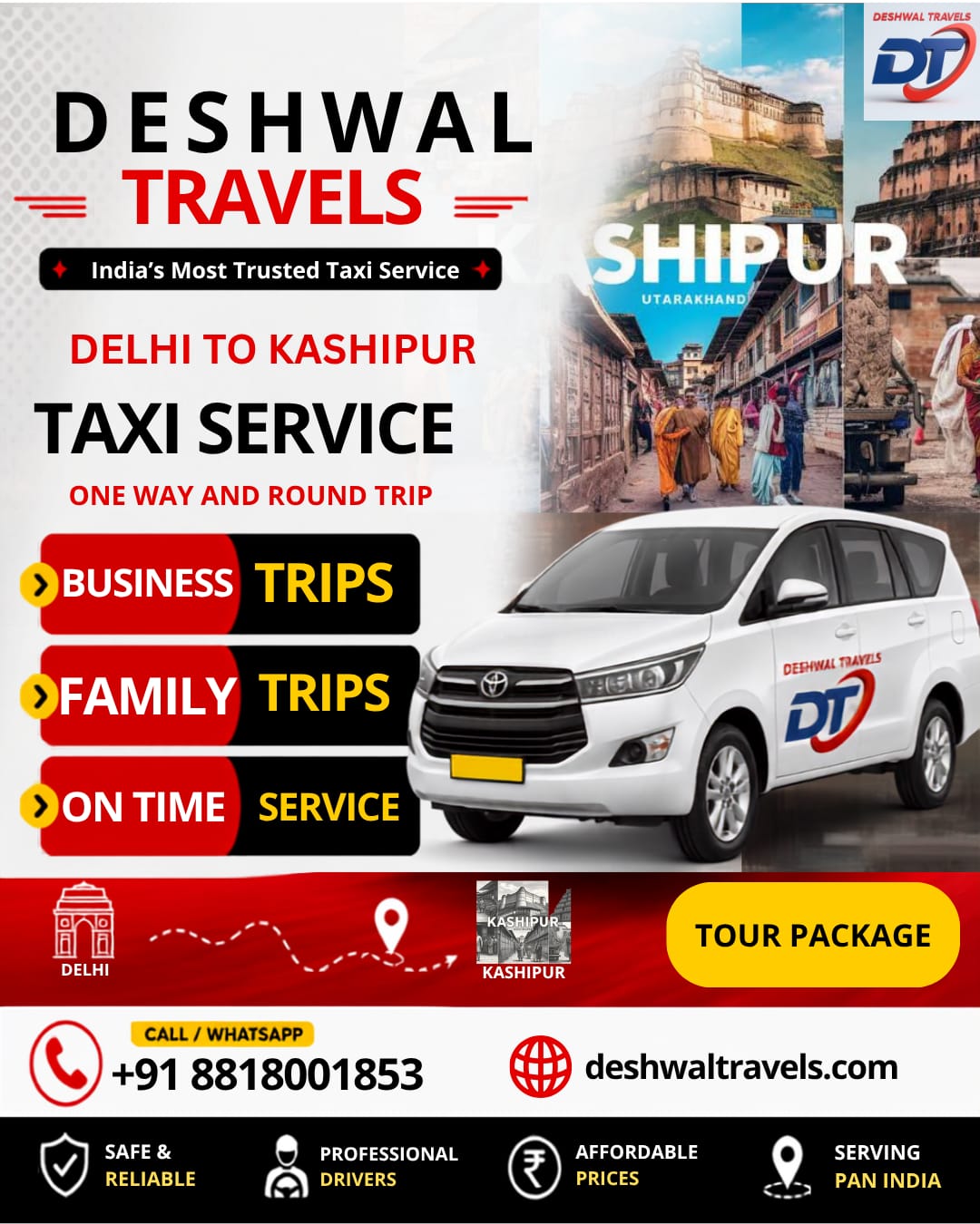 Delhi to Kashipur Taxi