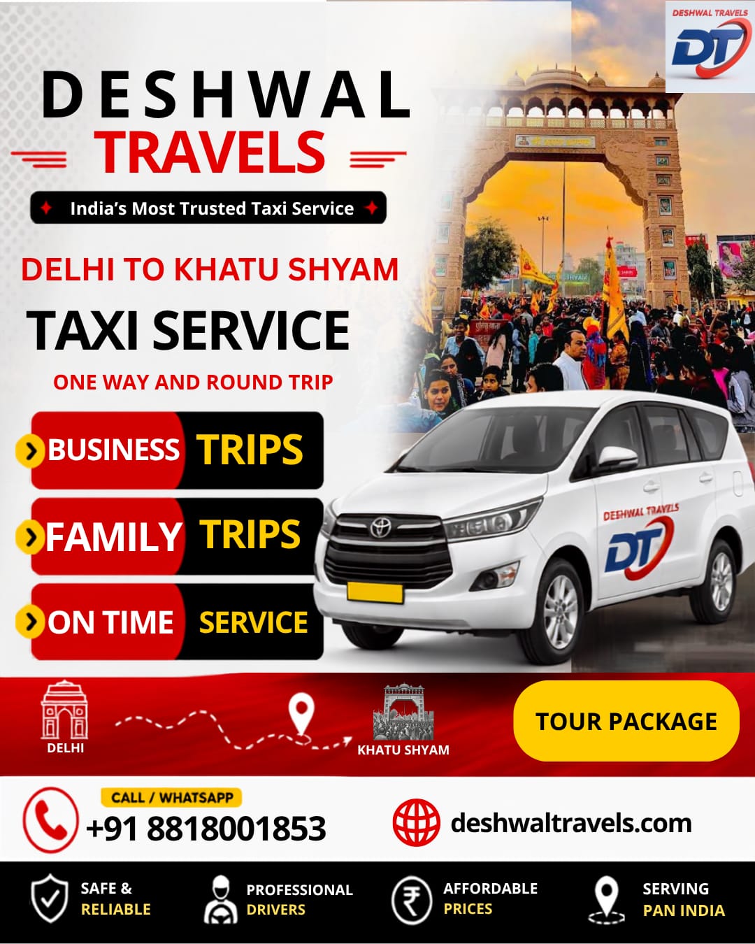 Delhi to Khatu Shyam Taxi