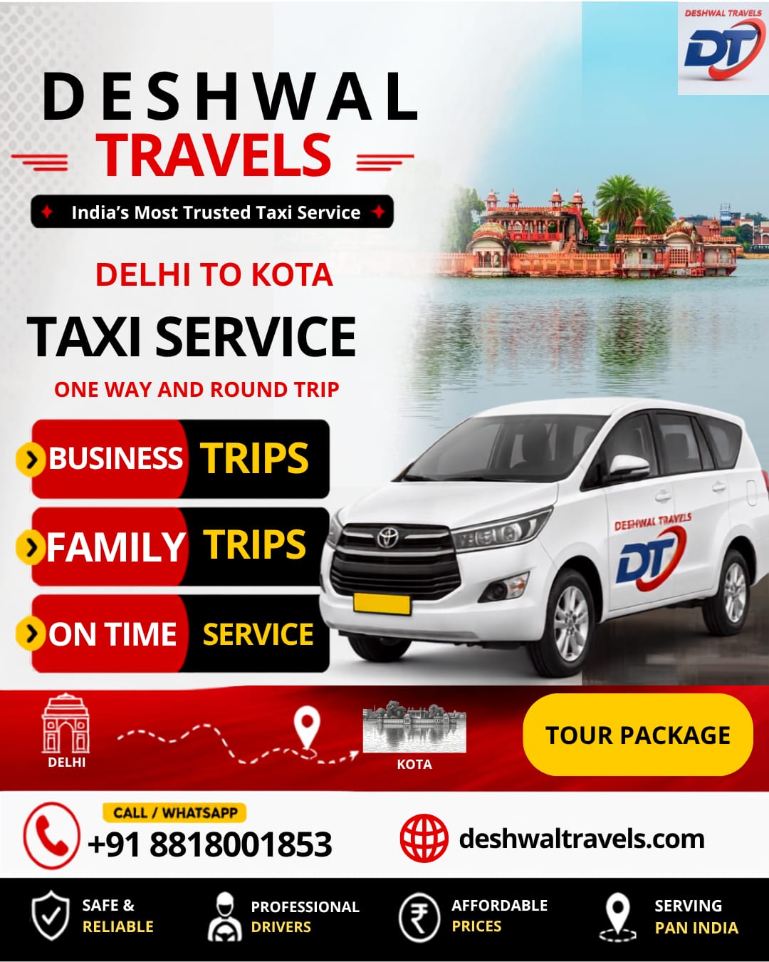 Delhi to Kota Taxi
