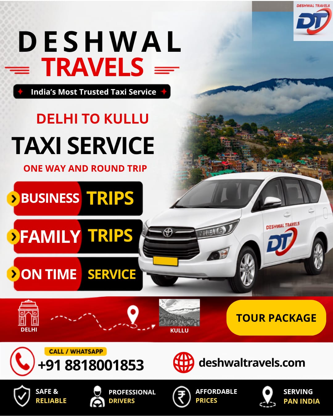 Delhi to Kullu Taxi