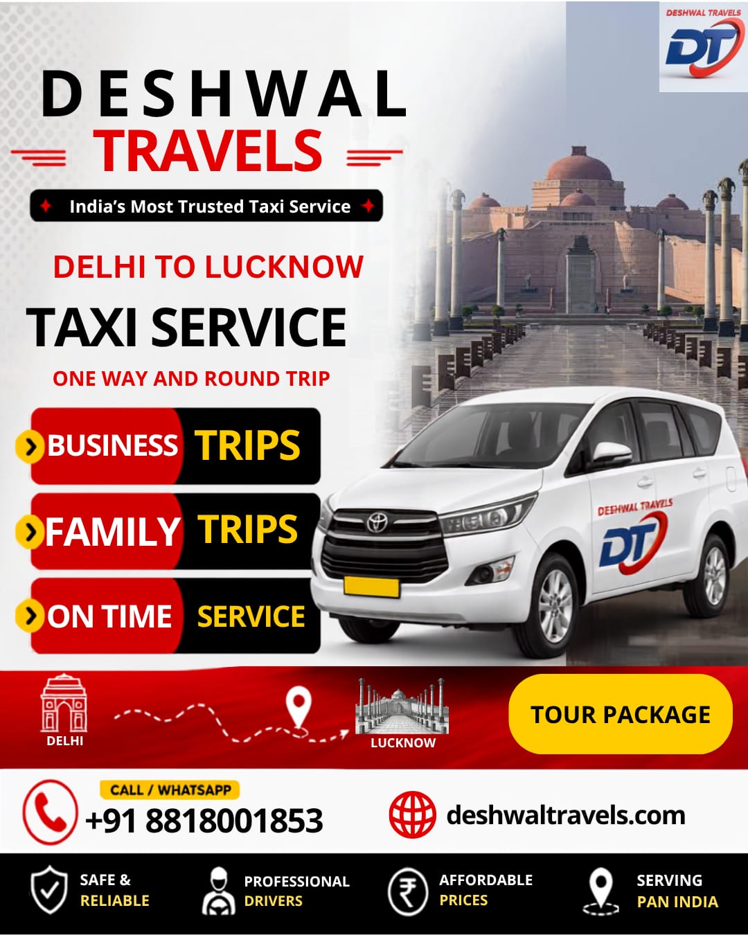 Delhi to Lucknow Taxi