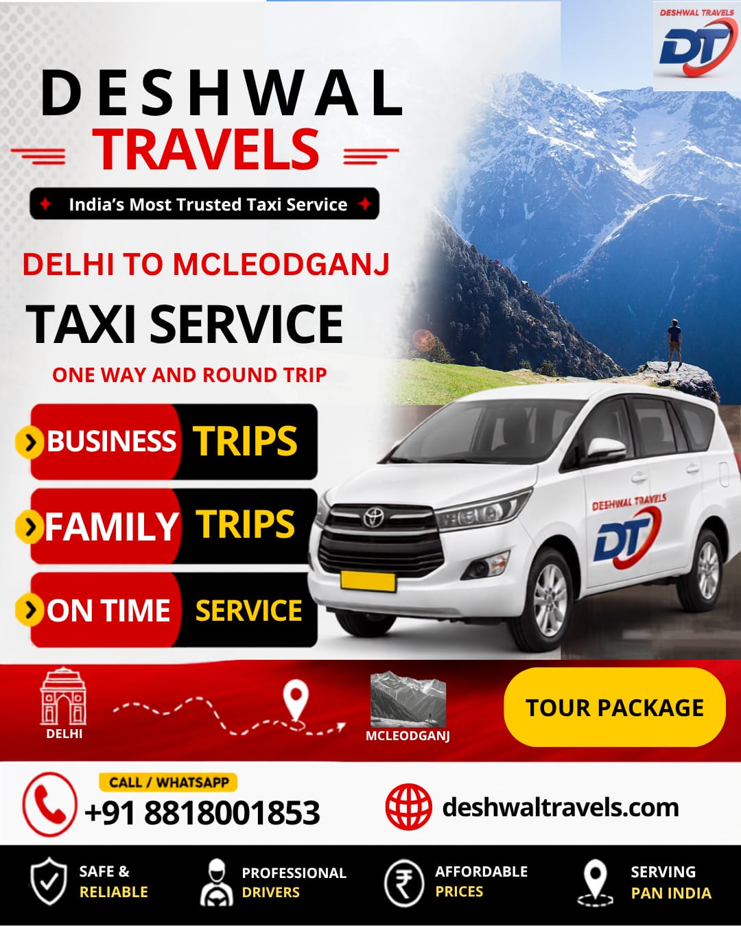 Delhi to McLeod Ganj Taxi