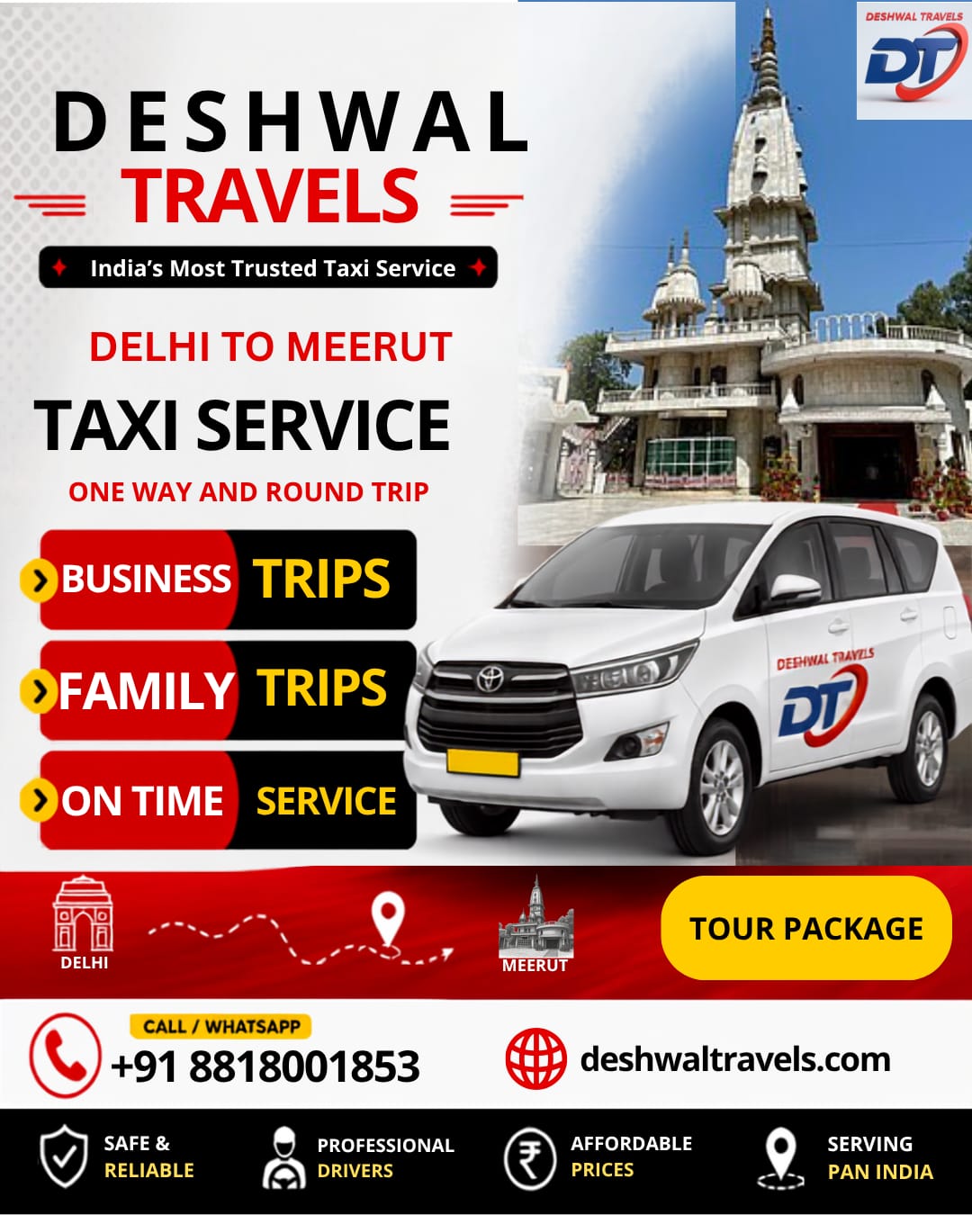 Delhi to Meerut Taxi