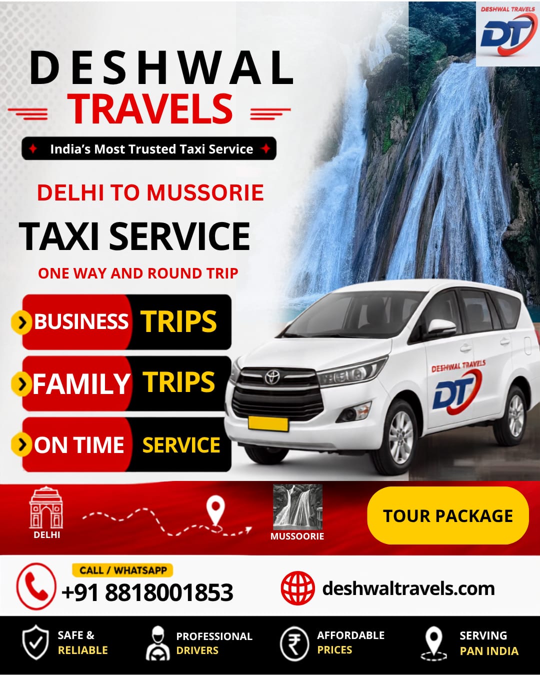 Delhi to Mussoorie Taxi