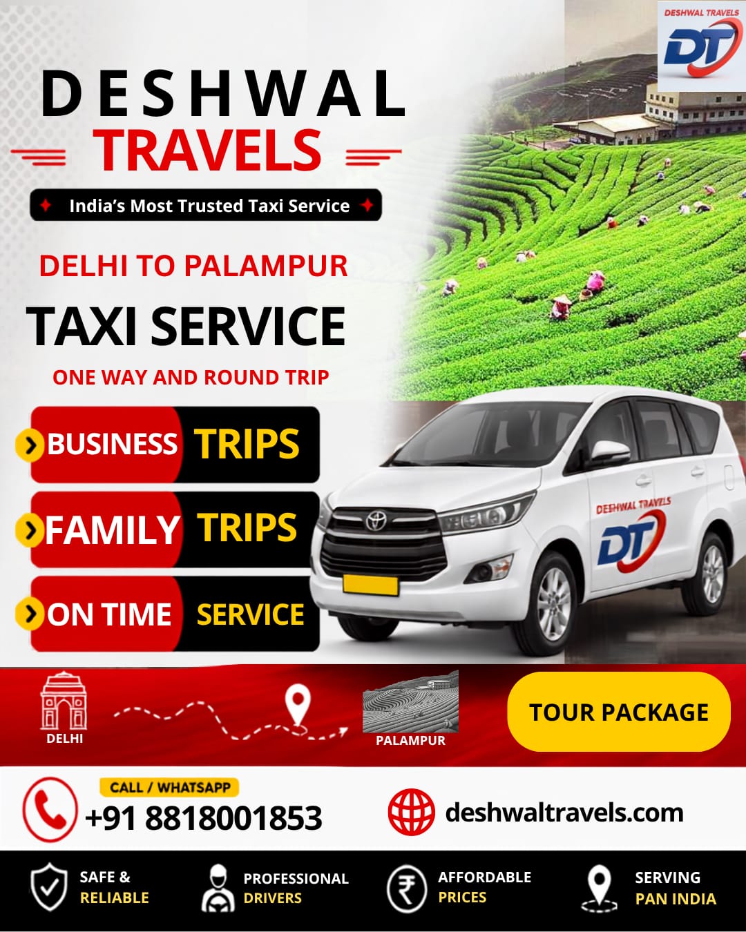 Delhi To Palampur Taxi