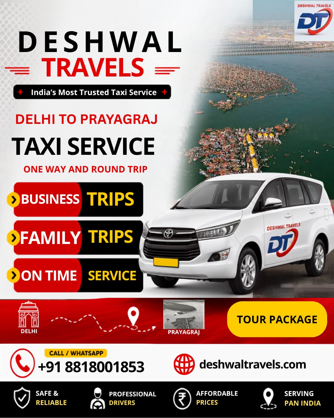 Delhi to Prayagraj Taxi