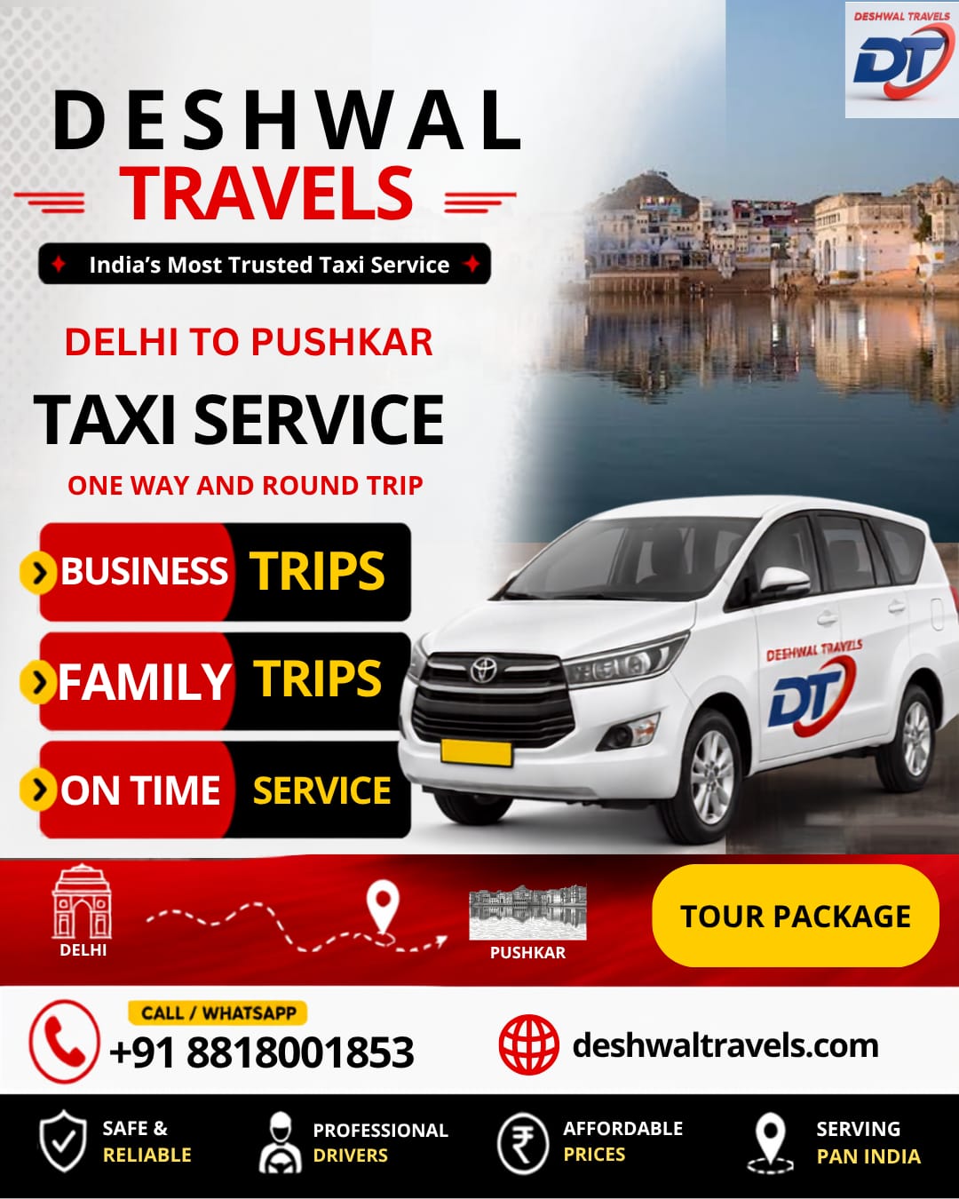 Delhi to Pushkar Taxi