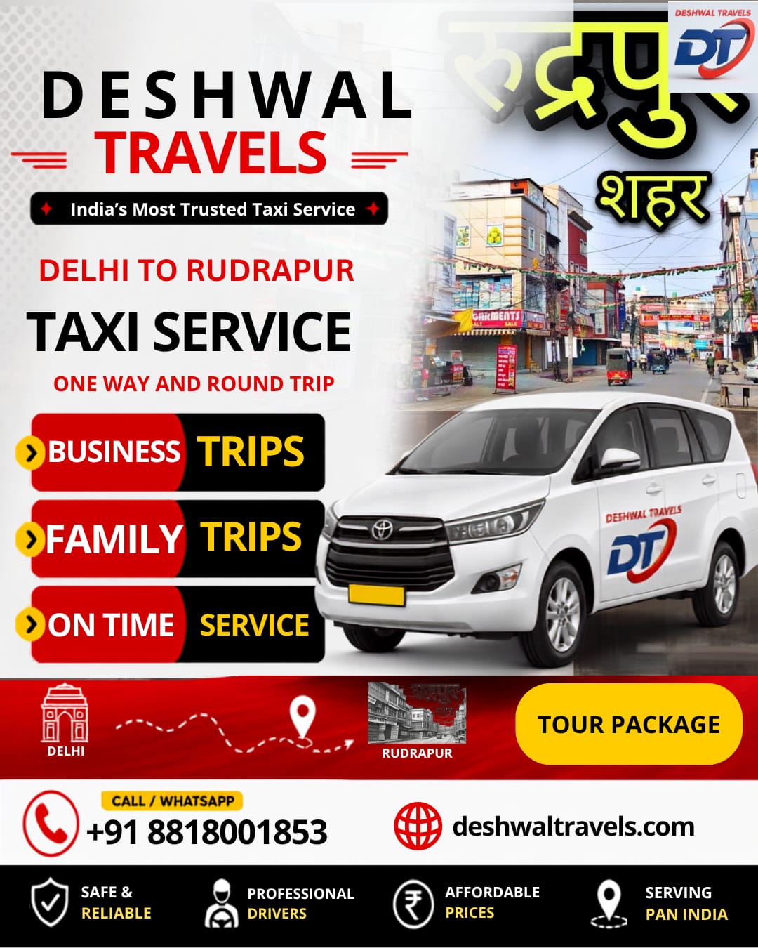 Delhi To Rudrapur Taxi
