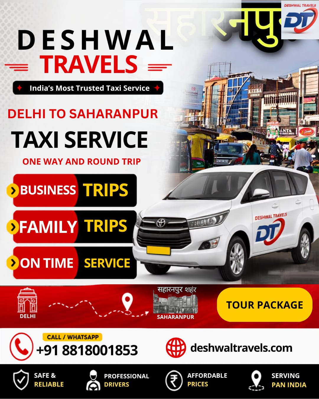 Delhi to Saharanpur Taxi