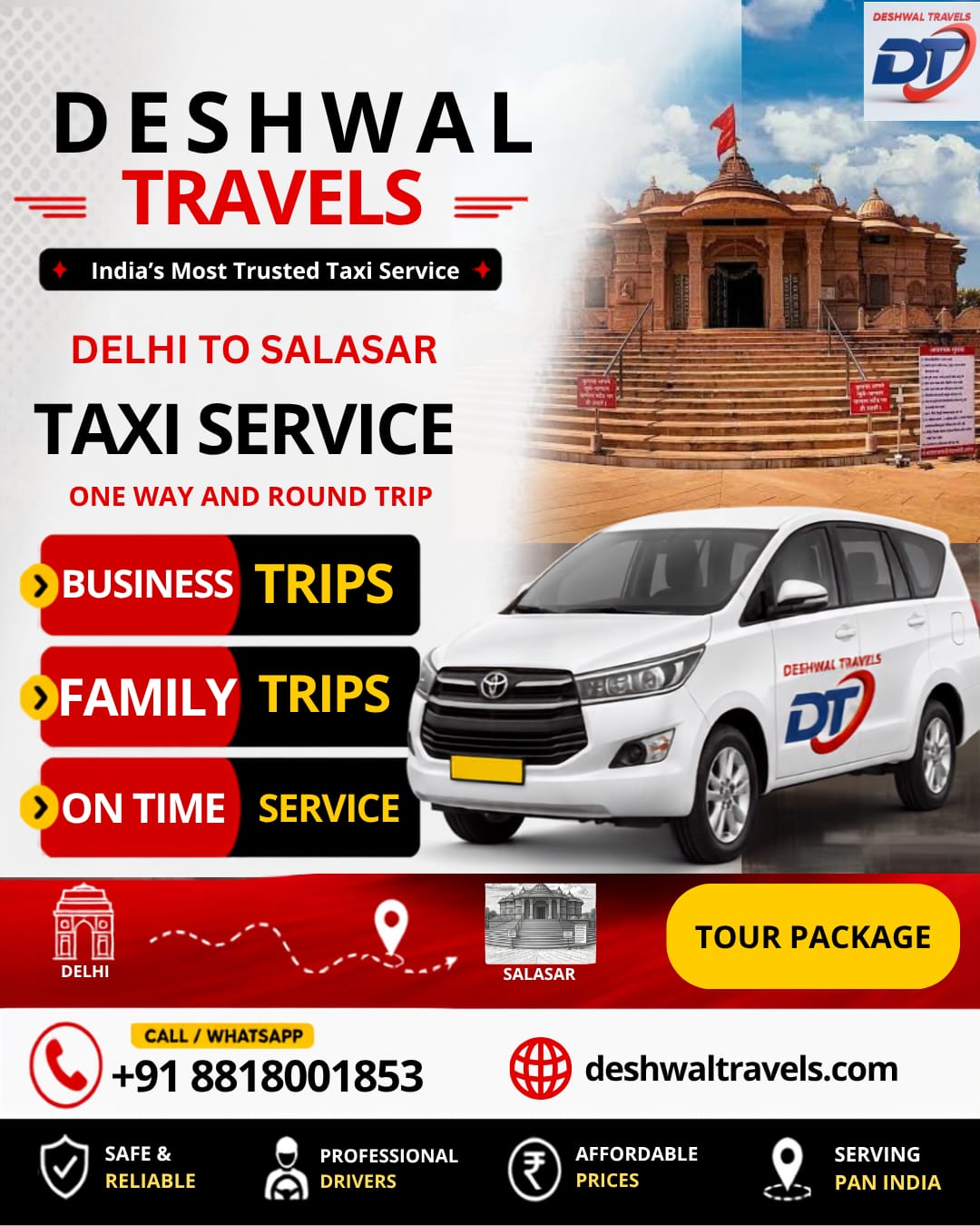 Delhi to Salasar Balaji Taxi