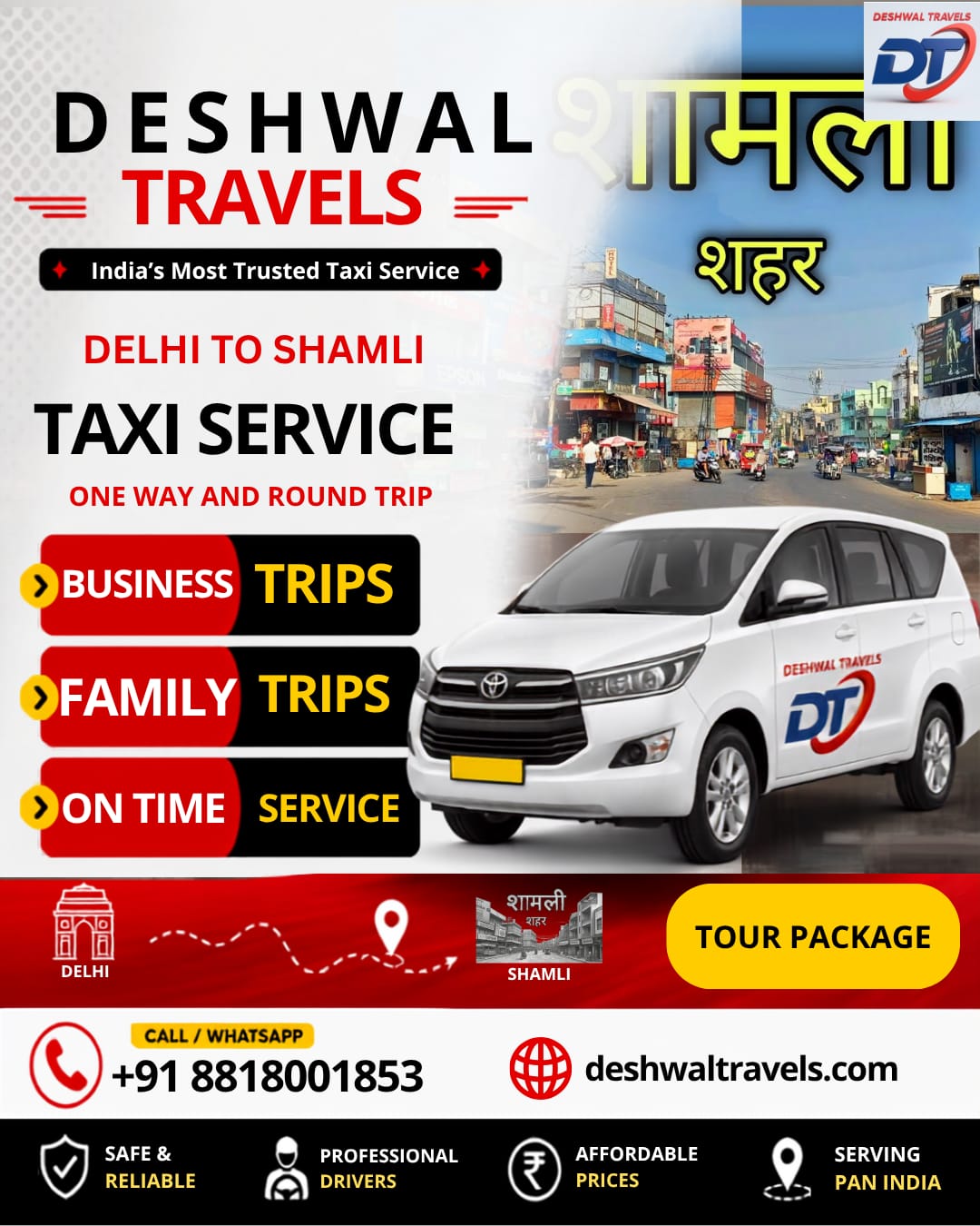 Delhi to Shamli Taxi