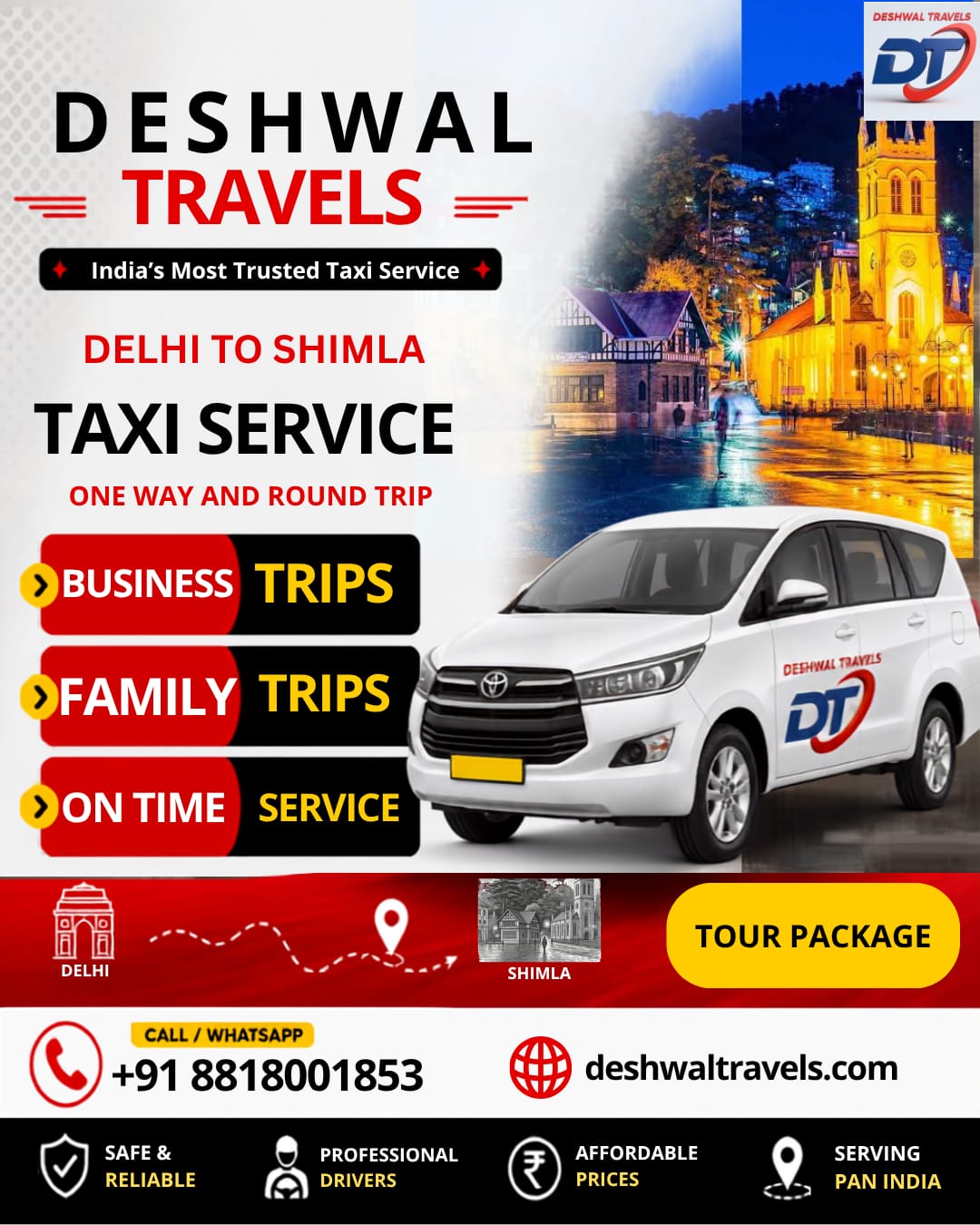 Delhi to Shimla Taxi