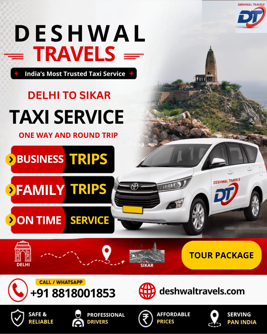 Delhi to Sikar Taxi