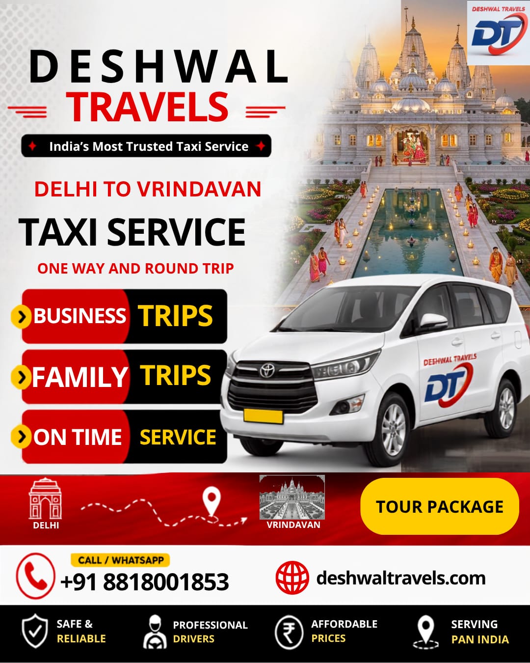 Delhi to Vrindavan Taxi