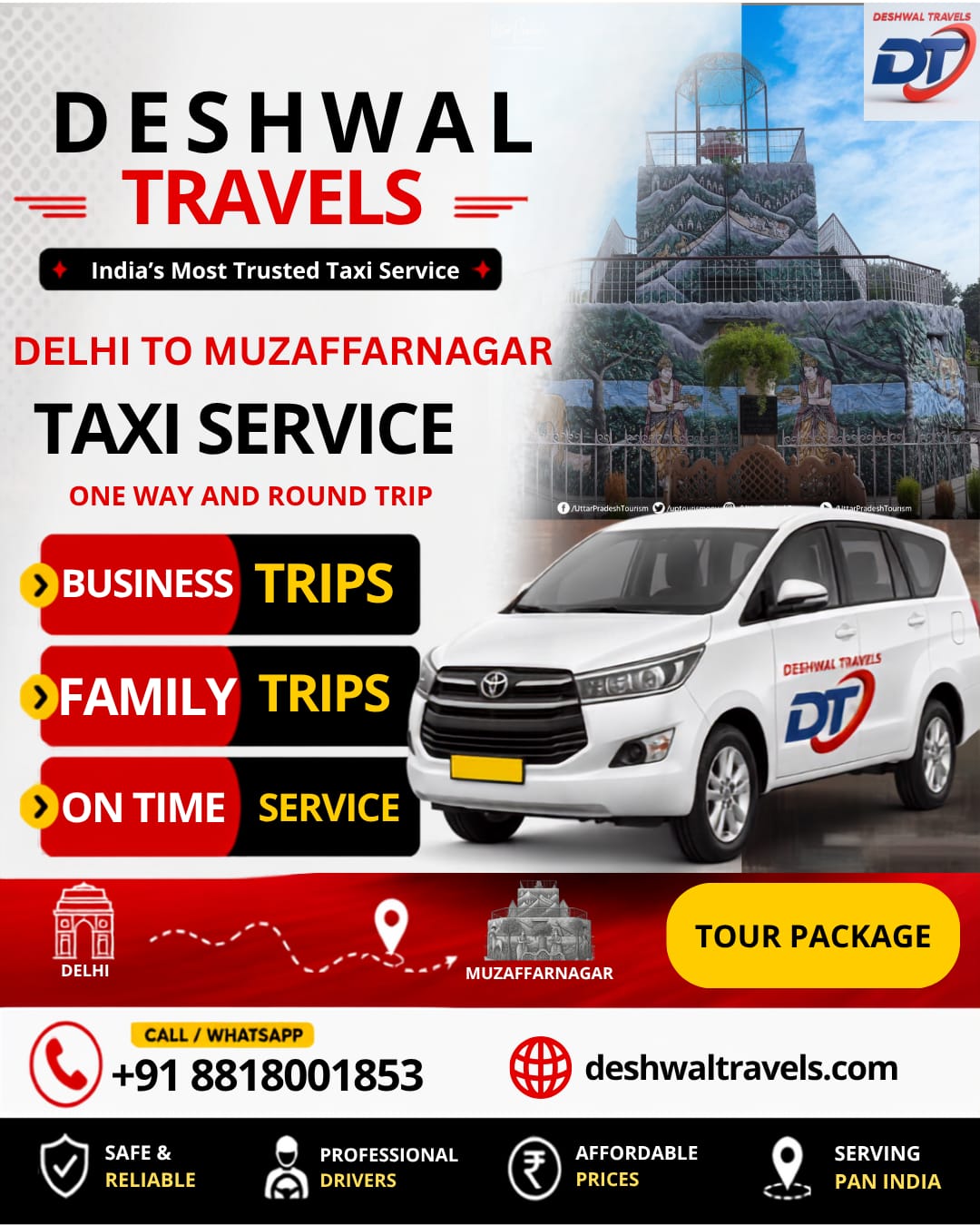 Delhi to Muzaffarnagar Taxi